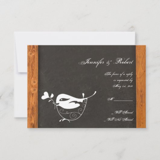Chalkboard Love Bird Response Card RSVP Kaartje (Voorkant)