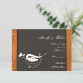 Chalkboard Love Bird Response Card RSVP Kaartje (Staand voorkant)