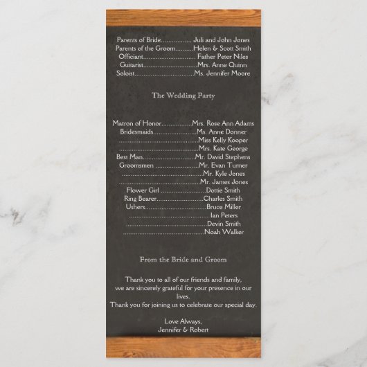 Chalkboard Love Bird Trouwprogramma Programmakaart (Achterkant)