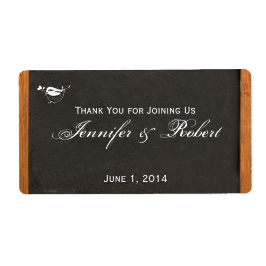 Chalkboard Love Bird Waterfles Label (Voorkant)