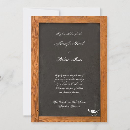Chalkboard Love Bird Wedding Invitation Kaart (Voorkant)
