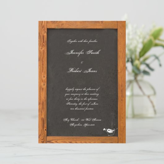 Chalkboard Love Bird Wedding Invitation Kaart (Staand voorkant)
