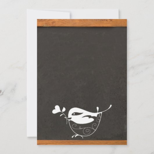 Chalkboard Love Bird Wedding Invitation Kaart (Achterkant)