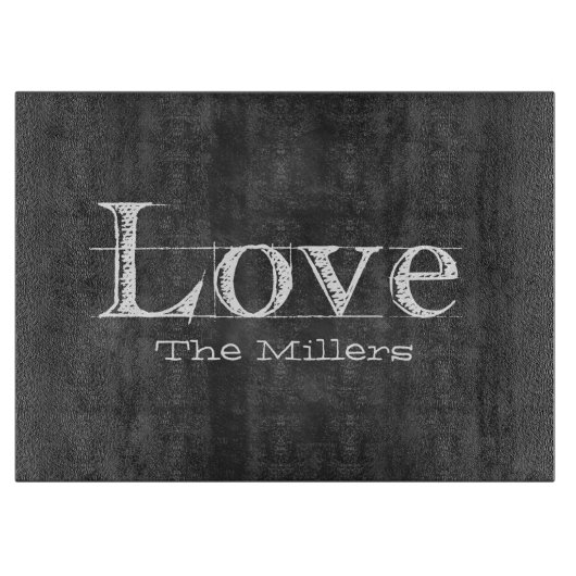 Chalkboard Love Custom Glass Cutting Board Snijplank (Voorkant)