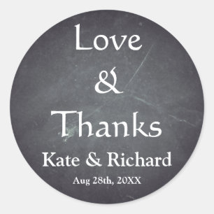  Chalkboard Love en Bedankt Favor Ronde Sticker