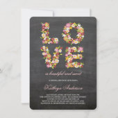 Chalkboard LOVE Flowers Bloom Vrijgezellenfeest In Kaart (Voorkant)