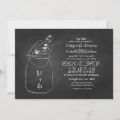 Chalkboard Love Hearts Mason Jar Wedding Kaart (Voorkant)