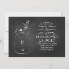 Chalkboard Love Hearts Mason Jar Wedding Kaart