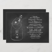 Chalkboard Love Hearts Mason Jar Wedding Kaart (Voorkant / Achterkant)