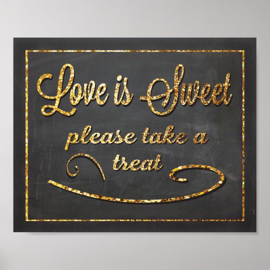 Chalkboard Love is Sweet Favor Wedding Sign Poster (Voorkant)