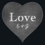 Chalkboard Love Monogram Heart Envelope Seals Hart Sticker<br><div class="desc">Chalkboard Love Monogram Heart Envelope Seals</div>