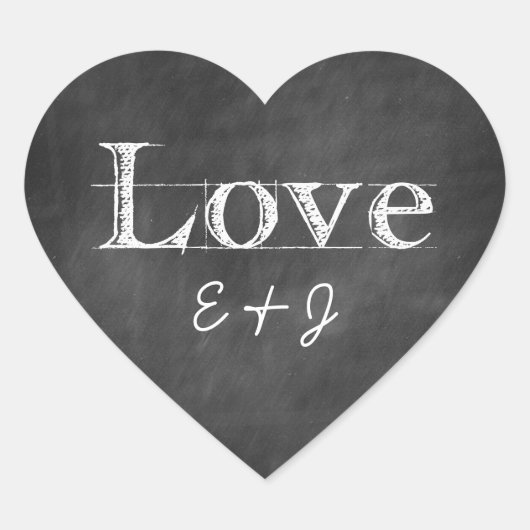 Chalkboard Love Monogram Heart Envelope Seals Hart Sticker (Voorkant)