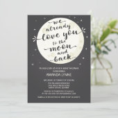 Chalkboard Love Moon & Back Baby shower Invite Kaart (Staand voorkant)
