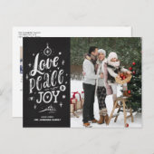 Chalkboard Love Peace and Joy Lettering Feestdagenkaart (Voorkant / Achterkant)