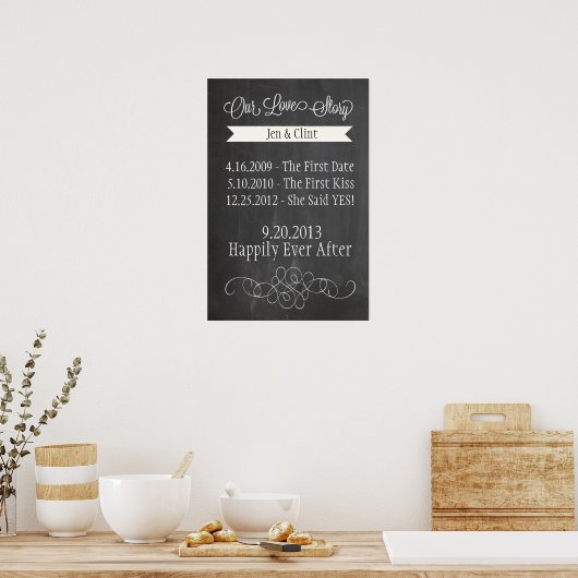 Chalkboard Love Story Poster (Keuken)
