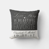 Chalkboard Love Story Wedding Jubileum Pillow Kussen (Voorkant)