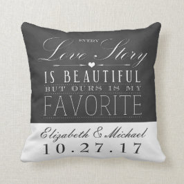 Chalkboard Love Story Wedding Jubileum Pillow Kussen
