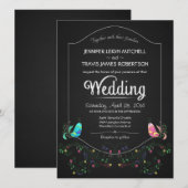 Chalkboard Lovebird Wedding Invitting Kaart (Voorkant / Achterkant)