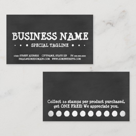CHALKBOARD loyaliteit 3stippen Klantenkaartje (Voorkant / Achterkant)