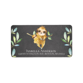 Chalkboard luiaard Baby Boy Douche Adreslabel Etiket