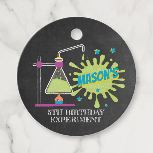 Chalkboard Mad Science Party Birthday Bedankjes Labels (Voorkant)