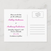 Chalkboard Magenta Bow Photo Wedding Save the Date Aankondigingskaart (Achterkant)