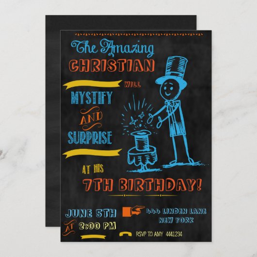 Chalkboard Magicische Partij Uitnodigingen (Voorkant / Achterkant)