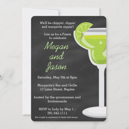 Chalkboard Margarita Party Invitation - Chalk Back Kaart (Voorkant)
