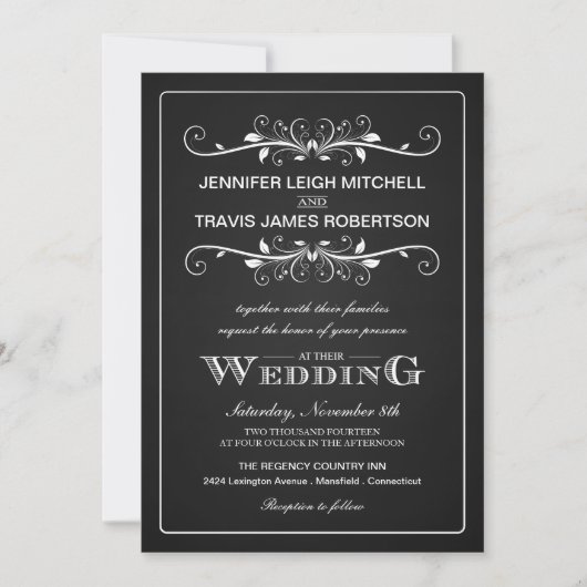 Chalkboard Marquee Wedding Invitations Kaart (Voorkant)