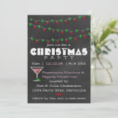 Chalkboard Martini Kerst Uitnodigingen (Staand voorkant)