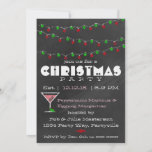 Chalkboard Martini Kerst Uitnodigingen<br><div class="desc">Dit ontwerp is voorzien van een zwarte rode en groene krijtverlichting en een pepermunt martini.</div>