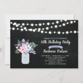 Chalkboard, Mason Jar 60th Birthday Invitation Kaart (Voorkant)