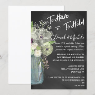 Chalkboard Mason Jar/After Wedding Invitation Kaart