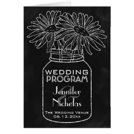 Chalkboard - Mason Jar and Daisies Wedding Program