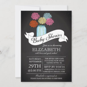 Chalkboard Mason Jar Baby shower Invitation Kaart