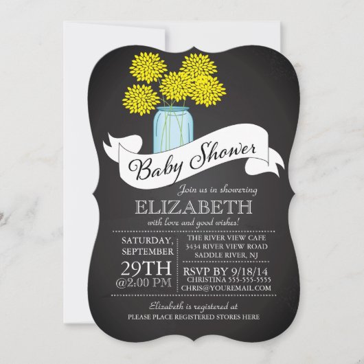 Chalkboard Mason Jar Baby shower Invitation Kaart (Voorkant)