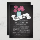 Chalkboard Mason Jar Baby shower Invitation Kaart (Voorkant / Achterkant)