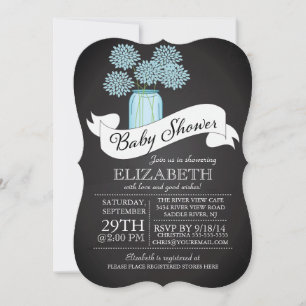 Chalkboard Mason Jar Baby shower Invitation Kaart