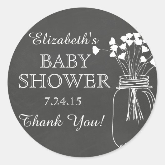 Chalkboard Mason Jar Baby shower Sticker (Voorkant)