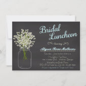Chalkboard Mason Jar Baby's Breath Bridal Luncheon Kaart (Voorkant)