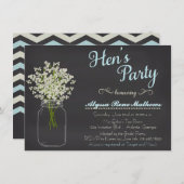 Chalkboard Mason Jar Baby's Breath Hen's Party Kaart (Voorkant / Achterkant)