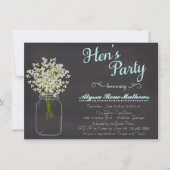 Chalkboard Mason Jar Baby's Breath Hen's Party Kaart (Voorkant)