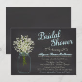 Chalkboard Mason Jar Baby's Breath Vrijgezellenfee Kaart (Voorkant / Achterkant)