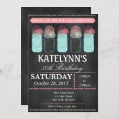  Chalkboard Mason Jar Birthday Uitnodiging (Voorkant / Achterkant)