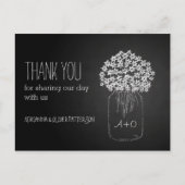 Chalkboard Mason Jar Bloemen bruiloft Dank u Briefkaart (Voorkant)