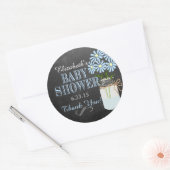 Chalkboard Mason Jar Blue Boy Baby shower Ronde Sticker (Envelop)