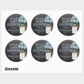Chalkboard Mason Jar Blue Boy Baby shower Ronde Sticker (Vel)