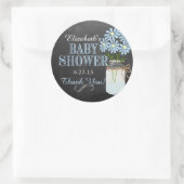 Chalkboard Mason Jar Blue Boy Baby shower Ronde Sticker (Tas)