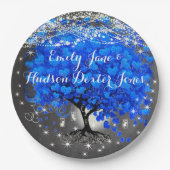 Chalkboard Mason Jar Blue Heart Leaf Firefly Papieren Bordje (Voorkant)
