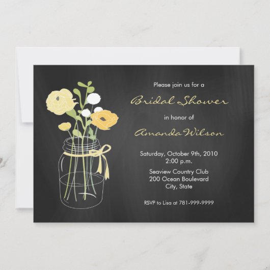 Chalkboard Mason Jar Bridal Shower Invitations Kaart (Voorkant)